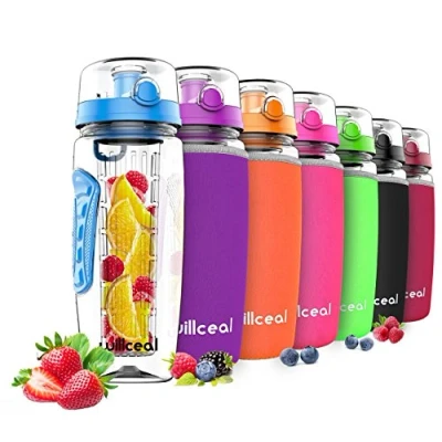 Image of willceal Fruit Infuser Water Bottle 32oz Durable, Large BPA Free Tritan,Flip Lid, Leak Proof Design Sports, Camping (Blue)