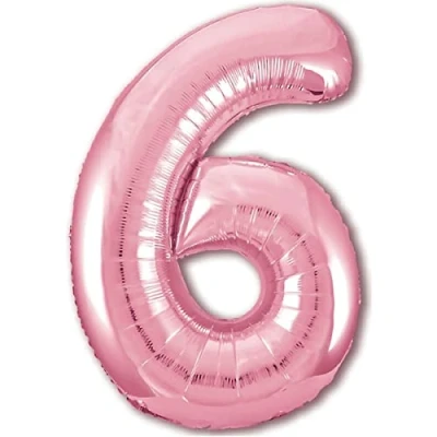 Image of Balloon 6th Birthday Number 6 Pink XXL Giant Foil 40 Decoration for Girl. Flies with Helium