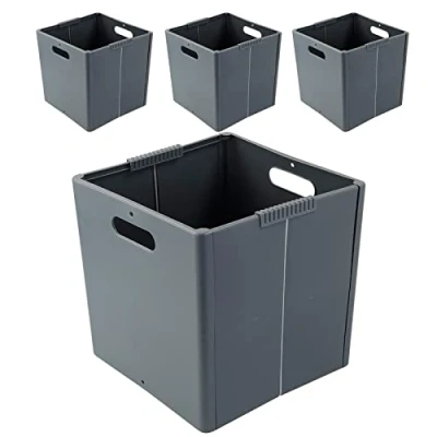 Image of Zerdyne Set of 4 Plastic Storage Cube, Foldable Cubes Basket, Gray