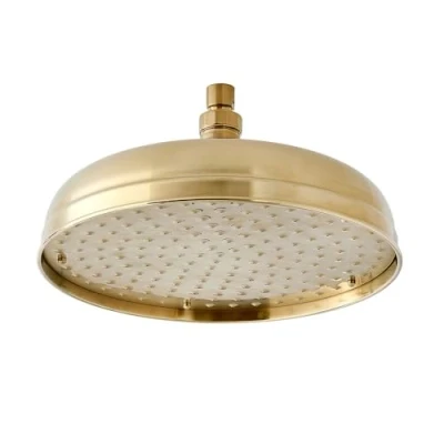 Image of Milano Elizabeth Traditional 300mm Round Apron Rainfall Shower Head Brushed Brass