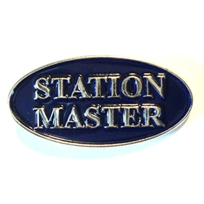 Image of Station Master Person In Charge Metal Enamel Train Badge Lapel Pin