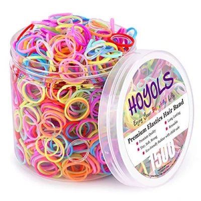 Image of HOYOLS Small Elastics Hair Ties 10 Colored Mini Rubber Bands for Ponytail Holders Hairband Girl 1500 pcs