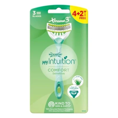 Image of WILKINSON SWORD My Intuition Xtreme 3 for Women Comfort Sensitive Pack of 4 + 2 Extra Disposable Razors