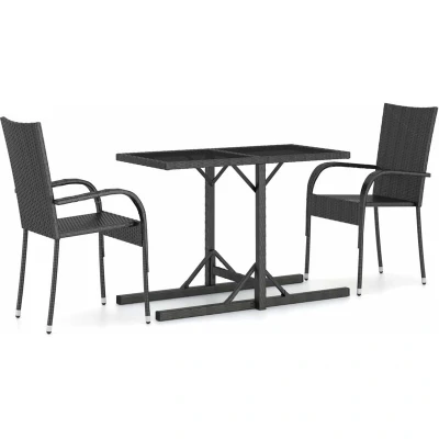 Image of vidaXL 3 Piece Garden Dining Set Black