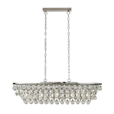 Image of Michelle 5 Light Chrome Oval Ceiling Bar Pendant with Glass Balls