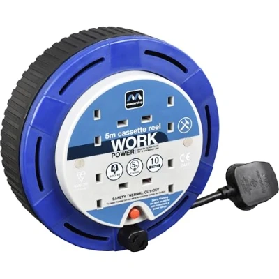 Image of Masterplug Four Socket Cassette Reel Extension Lead 5M Blue