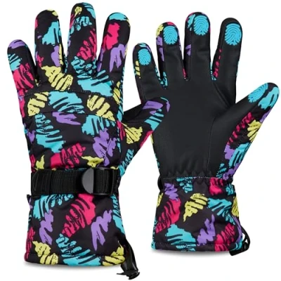 Image of CityComfort Mens Skiing Gloves Fleece Lined Touch Screen with Zip Pocket Waterproof Windproof Snowboarding (Multicolour)