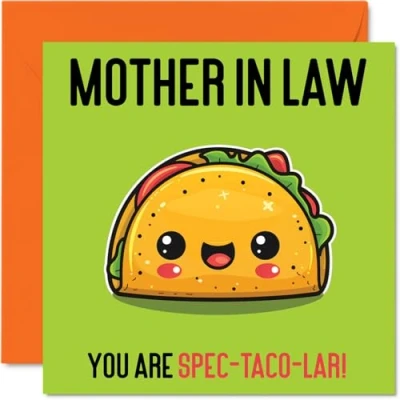 Image of Birthday Cards for Mother in Law Spec Taco lar Funny Happy Card from Son Daughter Law, Mothers Day Mum 145mm x Joke Greeting Women
