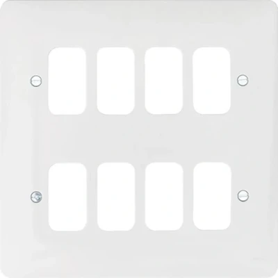 Image of Hager Sollysta 8 Gang White Moulded Grid Plate WMGP8