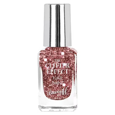 Image of Barry M Glitter Effect Nail Paint, Shade Pink Raving RosePink Polish