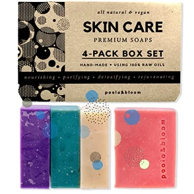 Image of Artisanal Soap Quartet (4.2oz Bars) A Blend of Patchouli, Lavender, Lemon Citrus, &amp; Eucalyptus with Nourishing Oils