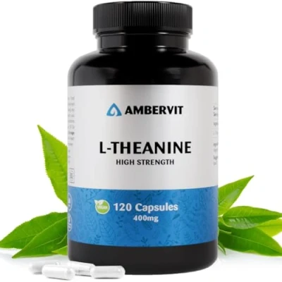 Image of L Theanine 400mg 120 Capsules 4 Months Supply Vegan Supplement No Artificial Fillers &amp; Gluten Free Ambervit