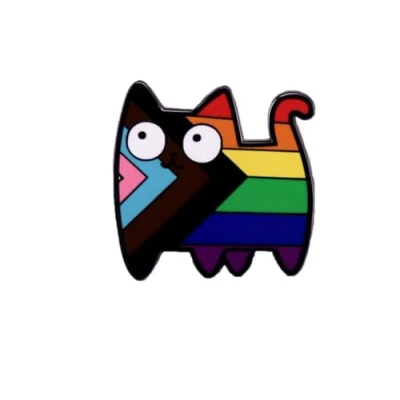 Image of Rainbow Flag Cat Badge LGBT Pride Brooch Pin Bisexual Animal Lapel Gay Jewelry Lover Fashion Accessories Gift