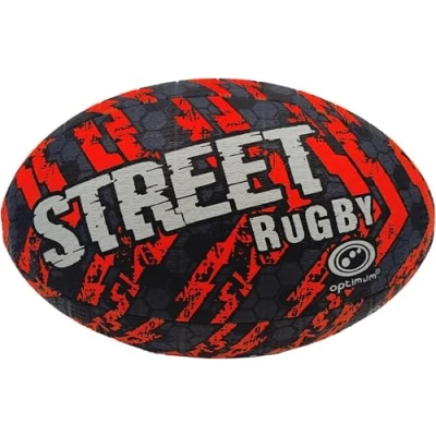 Image of Optimum STREET RUGBY BALL BLACK/ORANGE MIDI