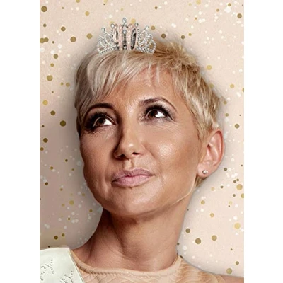 Image of Alandra Birthdays TIARA 40 40th Birthday Metallic Gift Boxed Tiara, Cream &amp; Rose Gold Silver, One Size