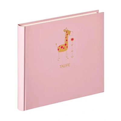 Image of Walther design Baby Album with &quot;Meine Taufe Animal, pink, 28 x 3 25 cm