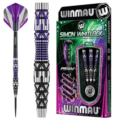 Image of WINMAU Simon Whitlock Special Edition Tungsten Steeltip Darts Set 24g with Prism Flights and Shafts (Stems)
