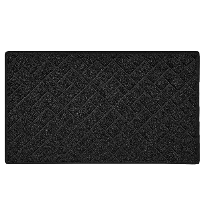 Image of Nicoman Diamond Quilted Shape Low Profile Indoor Outdoor Dirt Trapper Door Mat Washable Barrier Heavy Duty Doormat (Watertight Rubber Back, Black, 75 x 44mm)