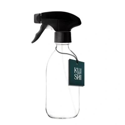 Image of Kuishi Clear Glass Spray Bottle 300ml [Pack of 1], Small Bottles for Cleaning, Water Hair, use as a Plant Mister and Gardening (BPA Free)