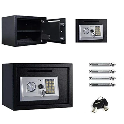 Image of 16L Drop Box Safebox for Home, Electronic Security Safe with Digital Keypad and Emergency Overide key, Fireproof Waterproof, Black Home Office Hotel, 35 * 25 25cm