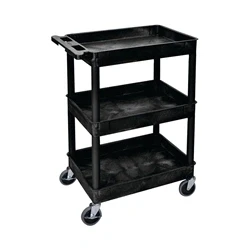Image of Multipurpose 3 Shelf Trolley with Uprights 150kg Capacity Black