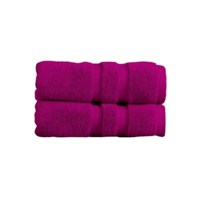 Image of Christy Chroma Hand Towels Set of 2 Highly Absorbent Heavyweight 675GSM Bold and Bright Soft Velvety Smooth Bathroom Shower 100% Cotton Plum Purple