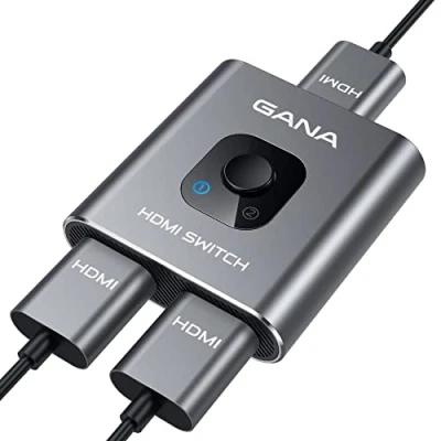 Image of GANA HDMI Splitter, 4K Switch 2 in 1 Out or Out, Aluminum Switcher for TV/PC/Laptop/DVD/PS4/PS3/Xbox 360/Xbox One/TV Stick/Gaming box/Blu Ray Player/Projector