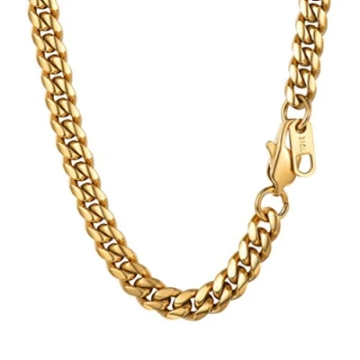 Image of PROSTEEL Cuban Chain Gold Necklaces for Women Mens 51cm Miami Curb