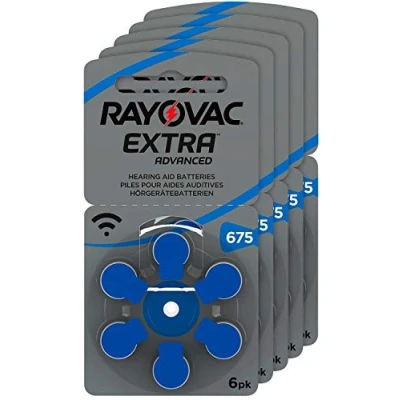 Image of Rayovac 675 Extra Advanced Hearing Aid Batteries 1,45 V 640 5 x Pack of 6 (30 cells)