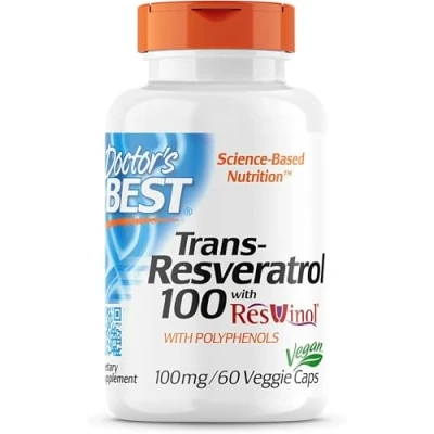 Image of Doctor&#039;s Best, Best Trans Resveratrol 100, 100 mg, 60 Veggie Caps