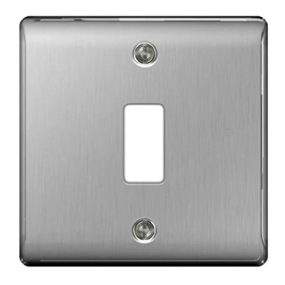 Image of BG Electrical GNBS1 Nexus Metal Brushed Steel 1 Module Frontplate 86mm x