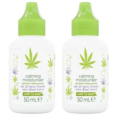 Image of 2 Pack Bundle Simple Calming Moisturiser Skin Cream With Organic Hemp Seed Oil. Skincare For Sensitive (2x 50ml). A Hadco Our Gold Collagen Eye Mask Included.