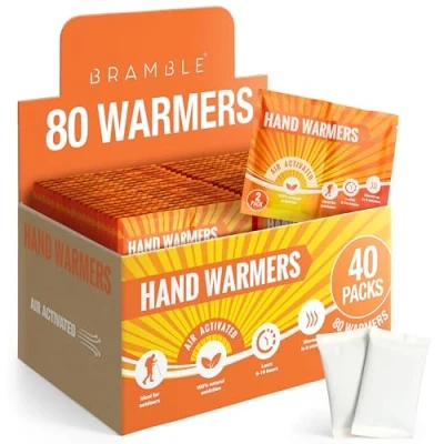 Image of Bramble Hand Warmers Disposable 80 Pack (40 Twin Packs) Pocket for Hiking, Outdoor Activities, Golf 8+ Hours of Heat