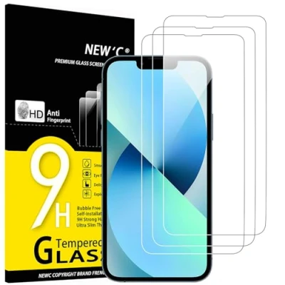 Image of NEW&#039;C 3 Pack Designed for iPhone 13 Mini (5.4&quot;) Screen Protector Tempered Glass,Case Friendly Scratch proof, Bubble Free, Ultra Resistant
