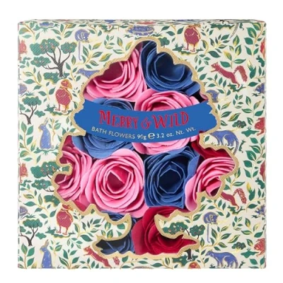 Image of Heathcote &amp; Ivory Merry and Wild Fragranced Bath Flowers 90g Travel Size Vegan Friendly Christmas Beauty Gift for Women Stocking Filler