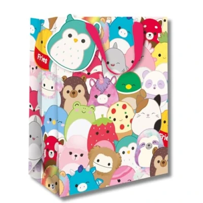 Image of Squishmallow Gift Bag Ideal for Celebrations and Birthdays Fans of all Ages, Size 33 x 26 13.5 cm, Officially Licenced Responsibly Resourced, Multi Coloured
