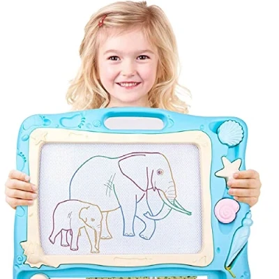 Image of Large Magnetic Drawing Board for Kids, Erasable Colorful Scribble Writing Pad with 2 Stamps and 1 Pen Children Toddlers