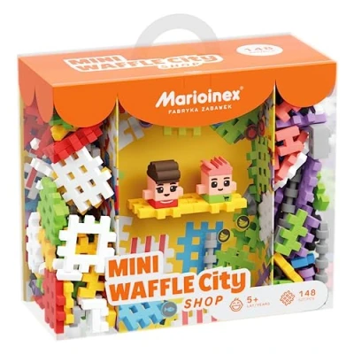 Image of Marioinex Mini Waffle City Shop Building Blocks 148 Pieces 2 Figures Foam Children Children&#039;s Large Christmas