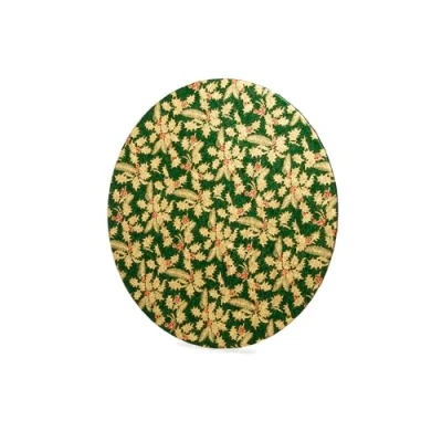 Image of Anniversary House 1pc 10 inch Christmas Round Foil Cake Board Green/Gold Holly, Sturdy Fibreboard, Our boards are perfect for Festive Cakes