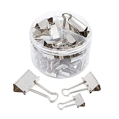 Image of Silver Binder Clips Paper Clamps, Assorted Sizes Set (Small, Medium, Large) for Office School and Home Supplies (New Version)