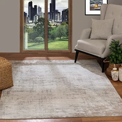 Image of Livabliss Linkka Geometric Rug Scandi Area Rugs Living Room 200x275 cm, Dining, Kitchen Neutral, Abstract Patterned Rugs, Boho Style, Easy Care Pile Large Rug, Cream