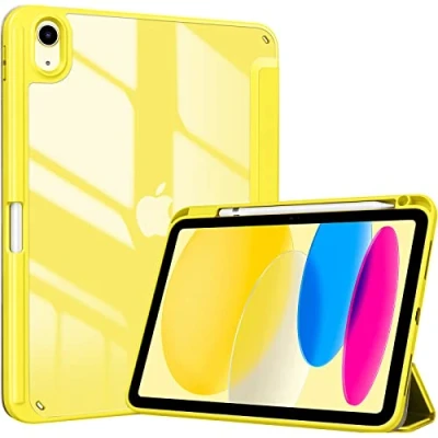 Image of ProCase for iPad 10th Generation Case with Pencil Holder 2022 10.9 Inch, Clear Back 10 Case, Gen A2696 A2757 A2777 Yellow