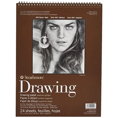 Image of Strathmore Pro Art Medium Drawing Spiral Paper Pad 11 x 14 inch, 24 Sheets, OSFA, White