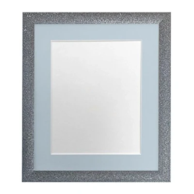 Image of FRAMES BY POST Gunmetal Picture Photo Frame with Blue Mount 10 x 8 Image size 7 5 Inch Plastic Glass