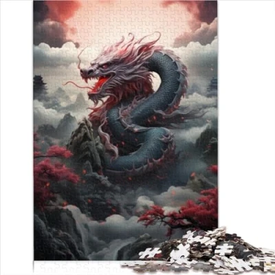 Image of Adult Puzzles Mythical Dragon 1000 Pieces Cardboard for Ages 12+ Puzzle Kids Toys Game Size (26x38cm)