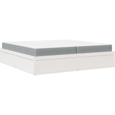 Image of vidaXL Bed with Mattress White 200x200 cm Solid Wood Pine