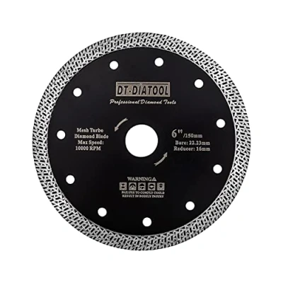 Image of DT DIATOOL Diamond Blade 150mm Granite Cutting Disc for Marble Ceramic Porcelain Tile with Mesh Turbo Segment