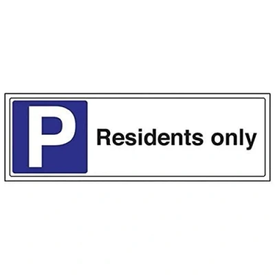Image of V Safety Residents Only Parking Sign 450mm x 150mm 1mm Rigid Plastic