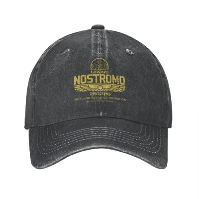 Image of DYHVVD Hat Fashion Hip Hop Aliens Nostromo Gold Logo Baseball Cap Casual Distressed Washed Corp Snapback Unisex Outdoor Summer Birthday Gift