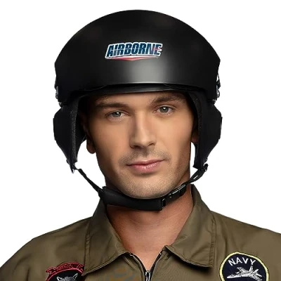 Image of Boland 01420 Airborne Helmet, Headpiece for Jet Pilot Costume, Accessories Fancy Dress Costumes, Carnival, Theme Party
